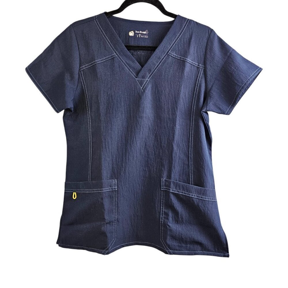 WonderWink Women's Four Stretch Sporty V-Neck Navy Scrub Top